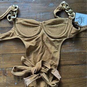 SAME swimwear Gold Chain One piece